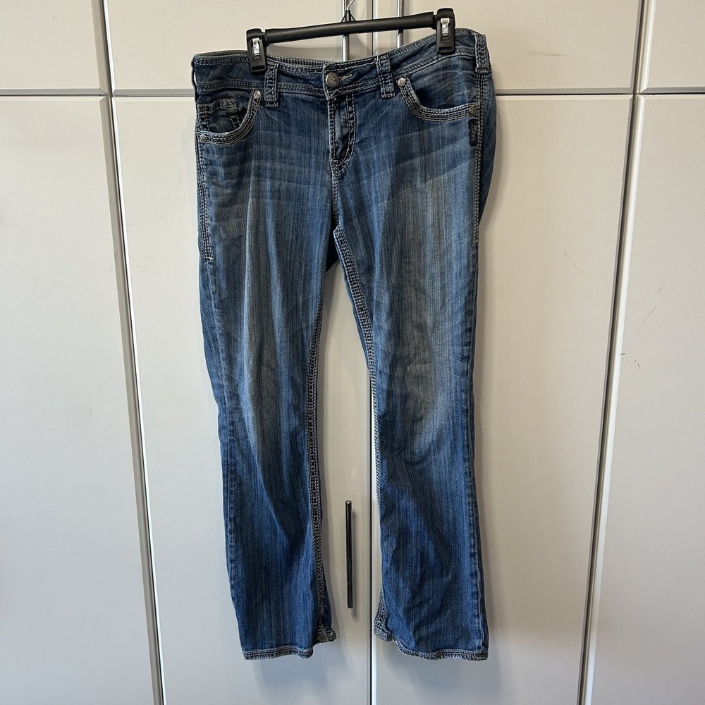 Silver Jeans Co Suki Mid Slim Bootcut Jeans Medium Wash Blue Denim Size 31x31